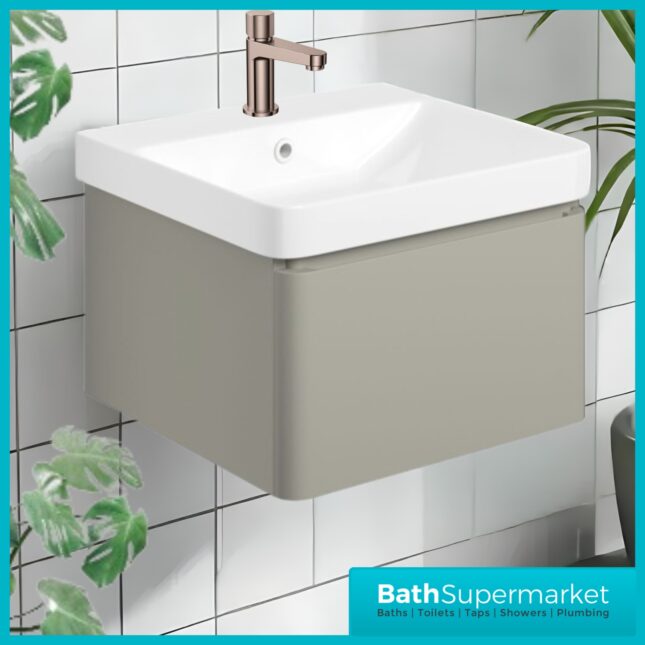 AquaVolere Luna Matt Black Wall Hung 1 Drawer Basin Unit 500mm