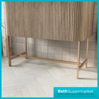 Sognare Linea Curve Fluted Oak Countertop Basin Vanity Unit 900mm & Floor Leg Frame