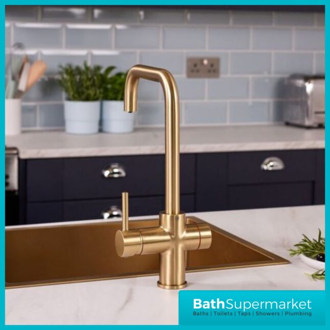 Sognare Impromta Brushed Brass Fingerprint Biometric 3in1 Instant Hot Water Tap Kit