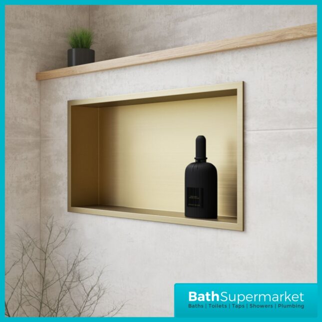 Sognare Inset Brushed Brass Square Shower Niche 600mm x 300mm