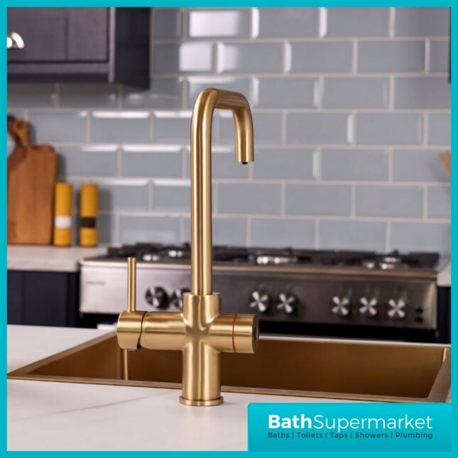 Sognare Impromta Brushed Brass Fingerprint Biometric 3in1 Instant Hot Water Tap Kit