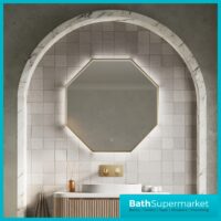 Sognare Passa Octagonal Brushed Brass LED Demister Mirror 600mm x 600mm