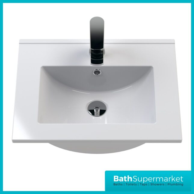 Hudson Reed Deco Fluted Satin Green Wall Hung Vanity Basin Unit 500mm Width