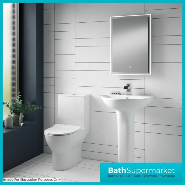 Nuie Freya Comfort Height Close Coupled Rimless Toilet WC Pan & Seat