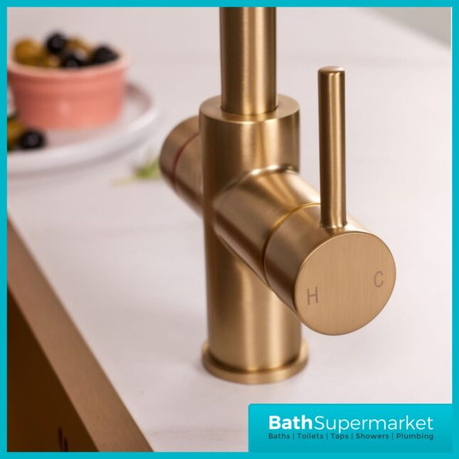 Sognare Impromta Brushed Brass Fingerprint Biometric 3in1 Instant Hot Water Tap Kit