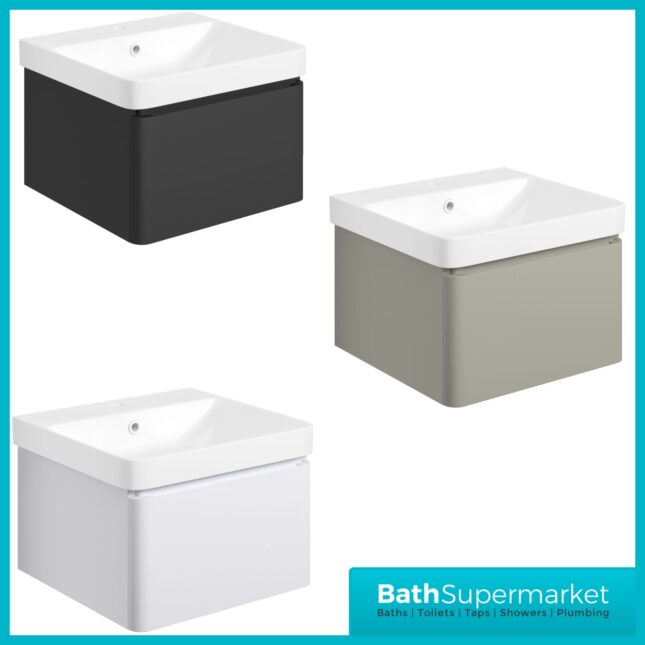 AquaVolere Luna Matt Finish Wall Hung 1 Drawer Basin Unit 500mm