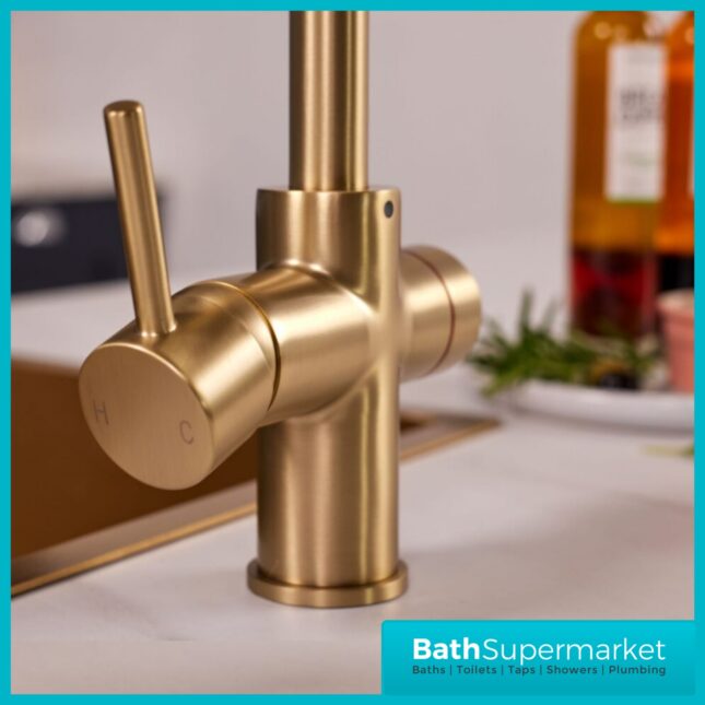 Sognare Impromta Brushed Brass Fingerprint Biometric 3in1 Instant Hot Water Tap Kit
