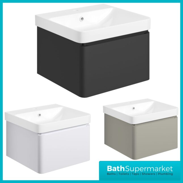 AquaVolere Luna Matt Finish Wall Hung 1 Drawer Basin Unit 500mm