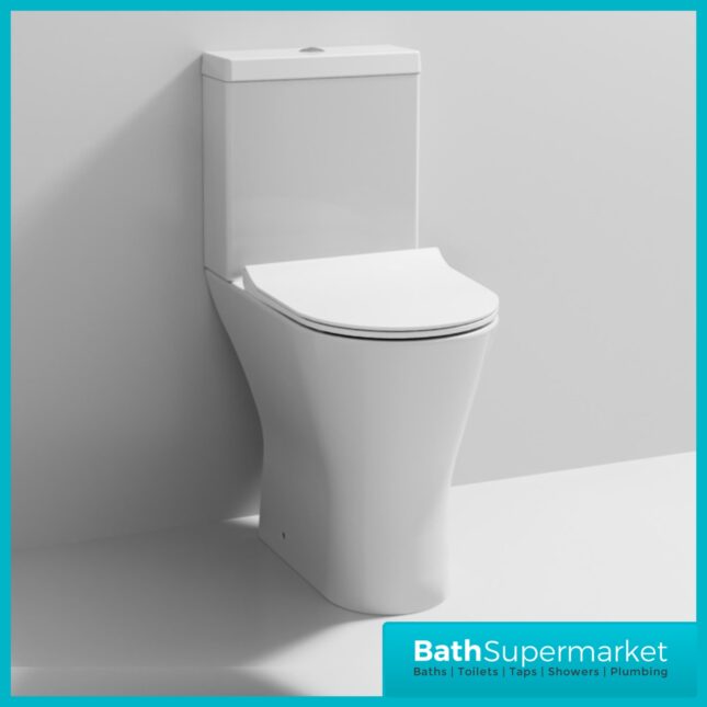 Nuie Freya Comfort Height Close Coupled Rimless Toilet WC Pan & Seat