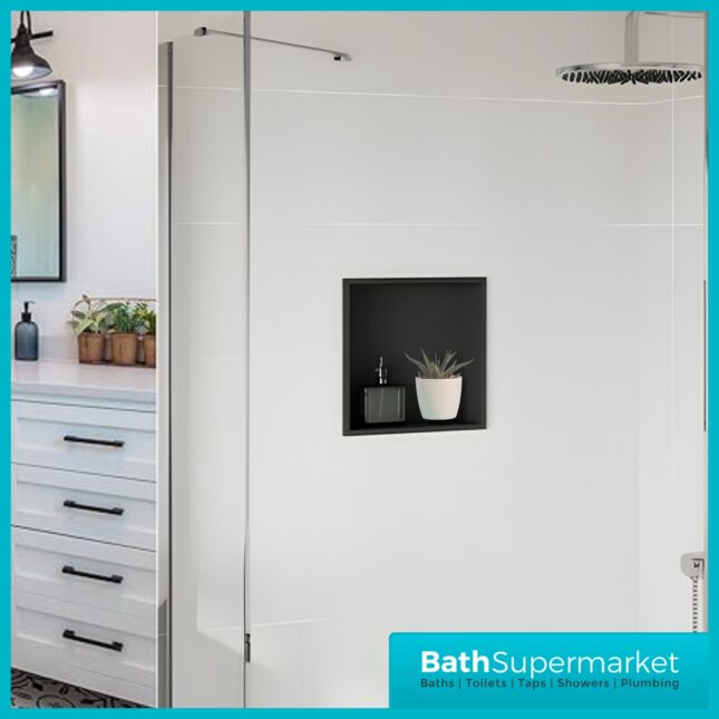 Sognare Matte Black Shower Niche Inset Square 300mm x 300mm