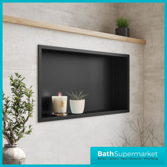 Sognare Matte Black Wall Niche Shower Inset Rectangle 600mm x 300mm
