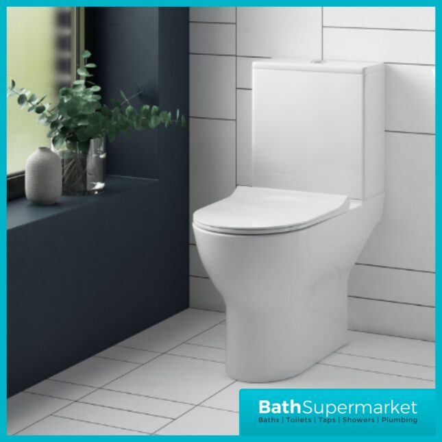 Nuie Freya Comfort Height Close Coupled Rimless Toilet WC Pan & Seat
