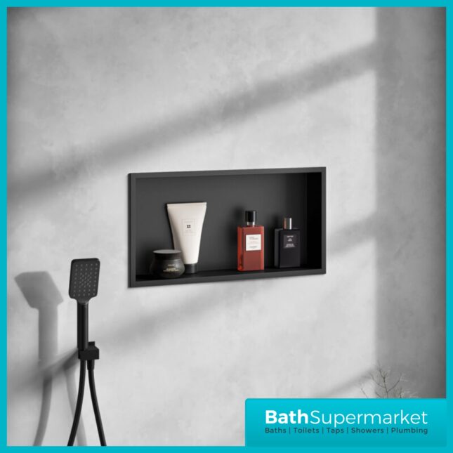 Sognare Matte Black Wall Niche Shower Inset Rectangle 600mm x 300mm