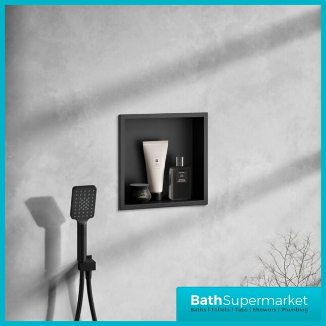 Sognare Matte Black Shower Niche Inset Square 300mm x 300mm