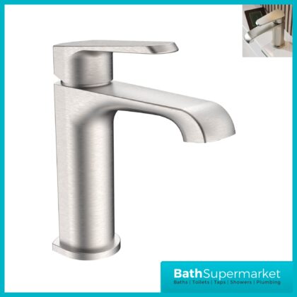 Sognare Montana Brushed Nickel Deck Mounted Mini Mono Basin Mixer Tap