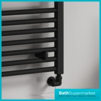 Reina Capo Black Flat Straight Ladder Towel Rail 400mm x 1800mm