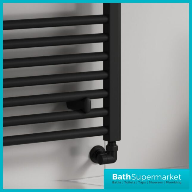Reina Capo Black Flat Straight Ladder Towel Rail 400mm x 1800mm