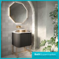 Sognare Passa Octagonal Brushed Brass LED Demister Mirror 600mm x 600mm