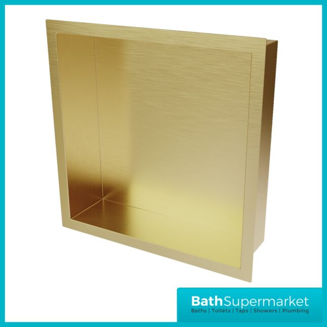 Sognare Inset Brushed Brass Shower Niche 300x300mm