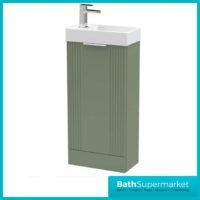 Nuie Deco Satin Green Compact Floor Standing Vanity Unit & Basin 400mm