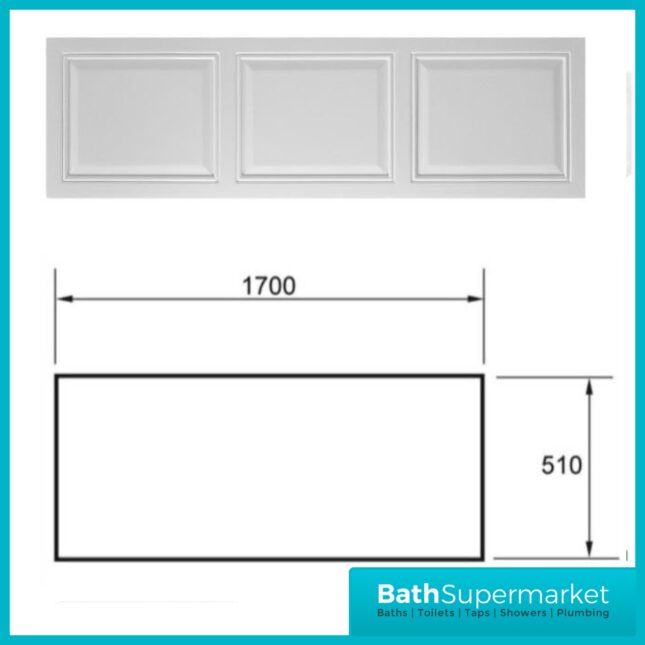 AquaVolere Tudor White Traditional High Impact Bath Panel 1700mm Front - End Panel