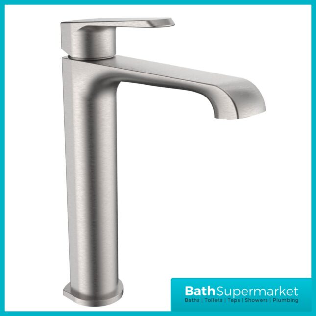 Sognare Montana Brushed Nickel Deck Mounted Tall Mono Basin Mixer Tap