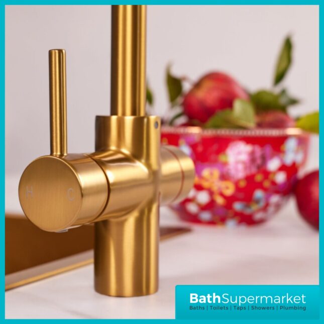 Sognare Impromta Brushed Gold Fingerprint Biometric 3in1 Instant Hot Water Tap Kit