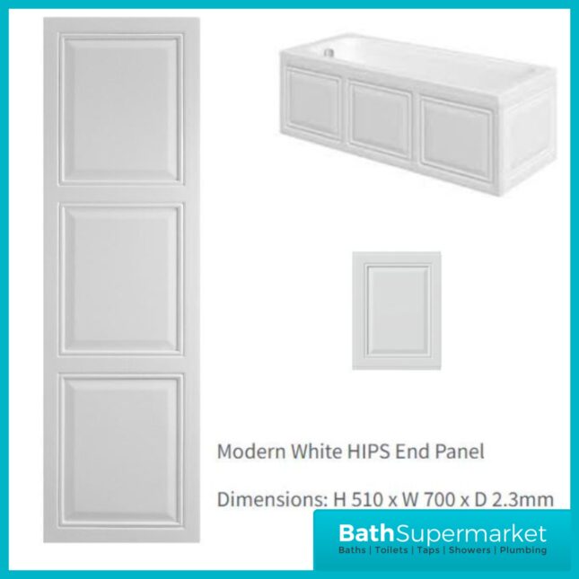 AquaVolere Tudor White Traditional High Impact Bath Panel 1700mm Front - End Panel