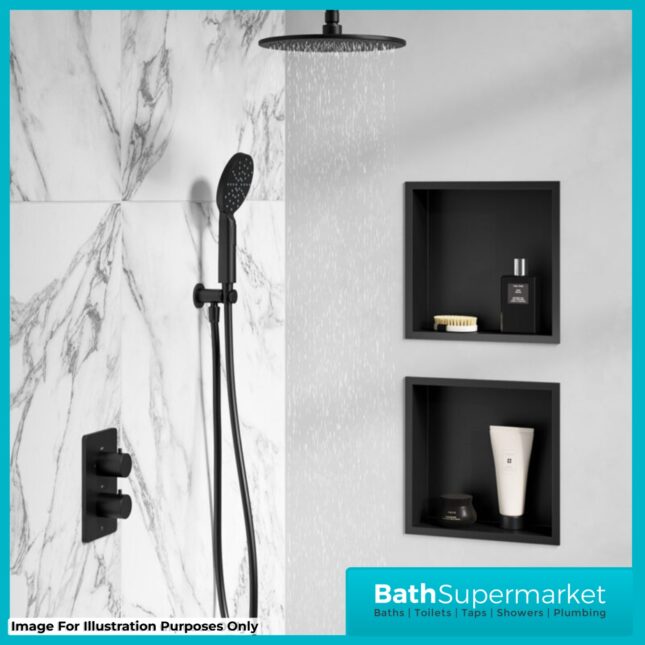 Sognare Matte Black Shower Niche Inset Square 300mm x 300mm
