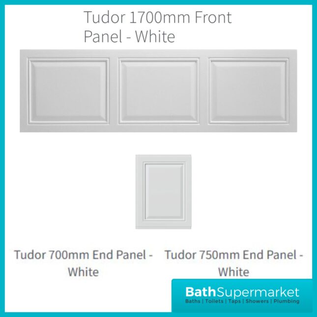 AquaVolere Tudor White Traditional High Impact Bath Panel 1700mm Front - End Panel
