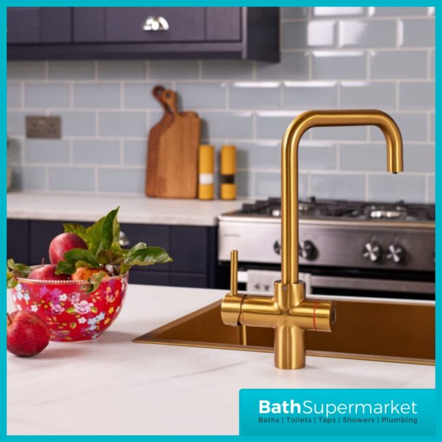 Sognare Impromta Brushed Gold Fingerprint Biometric 3in1 Instant Hot Water Tap Kit