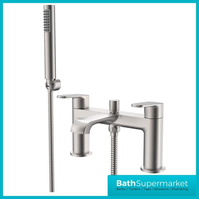 Sognare Montana Brushed Nickel Deck Mounted Bath Shower Mixer Tap Handset Kit