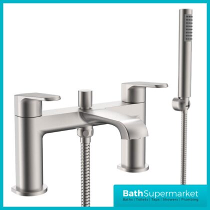 Sognare Montana Brushed Nickel Deck Mounted Bath Shower Mixer Tap Handset Kit