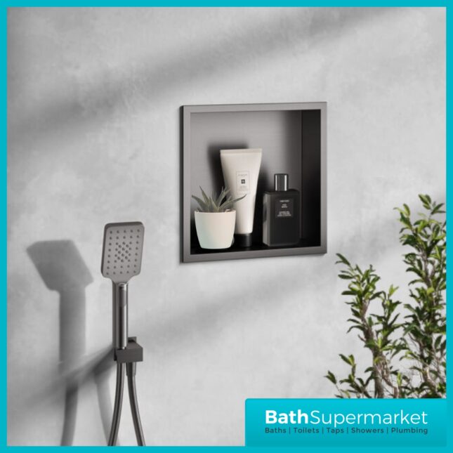 Sognare Gunmetal Shower Niche Inset Square 300mm x 300mm