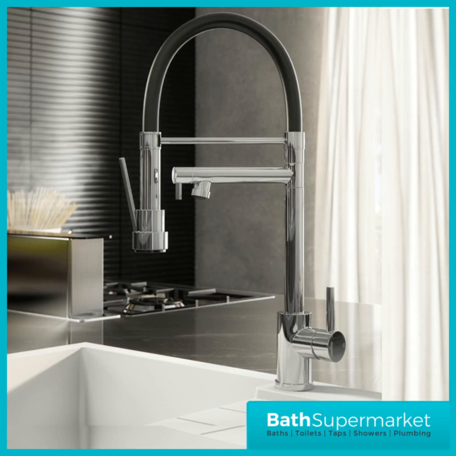 Ellsi Goda Chrome Pull Out Gel Hose Single Lever Kitchen Sink Mixer Tap