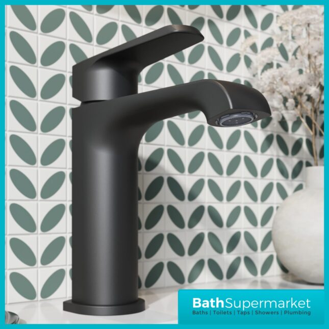 Sognare Montana Matte Black Deck Mounted Mini Mono Basin Mixer Tap