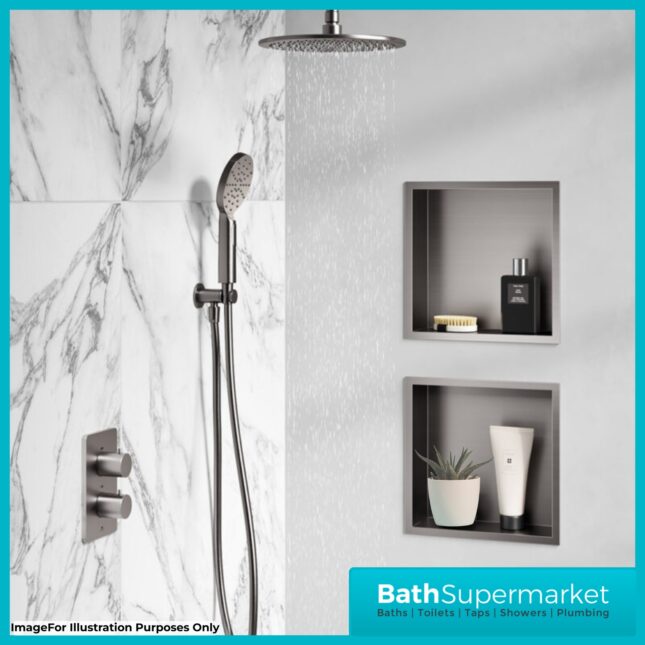 Sognare Gunmetal Shower Niche Inset Square 300mm x 300mm - Image 4
