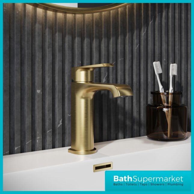 Sognare Montana Brushed Brass Deck Mounted Mini Mono Basin Mixer Tap