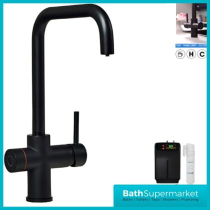 Sognare Impromta Black Square Fingerprint Biometric 3in1 Instant Hot Water Tap Kit