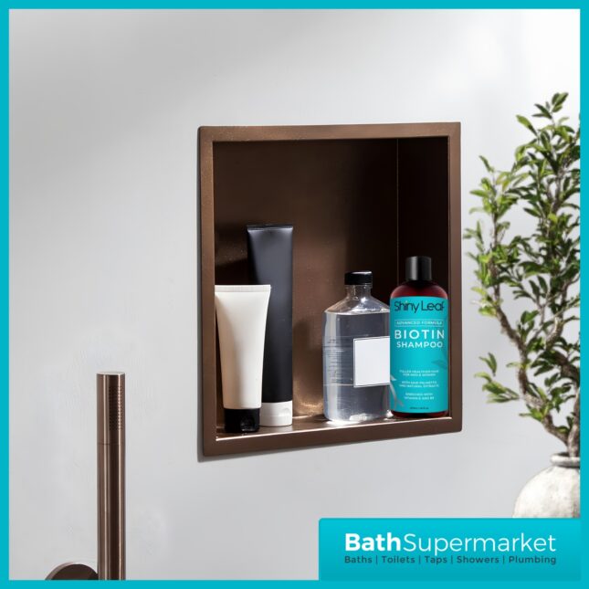 Sognare Brushed Bronze Shower Niche Inset Square 300mm x 300mm