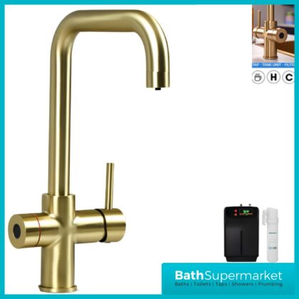 Sognare Impromta Brushed Brass Fingerprint Biometric 3in1 Instant Hot Water Tap Kit