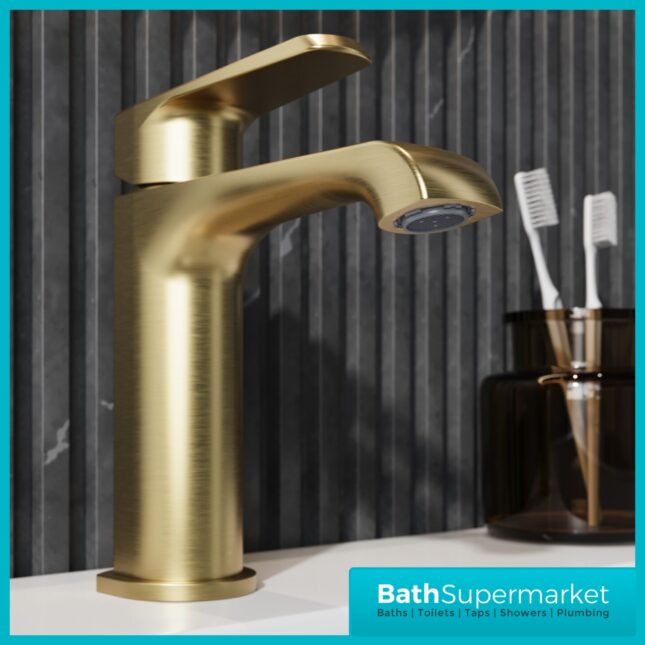 Sognare Montana Brushed Brass Deck Mounted Mini Mono Basin Mixer Tap