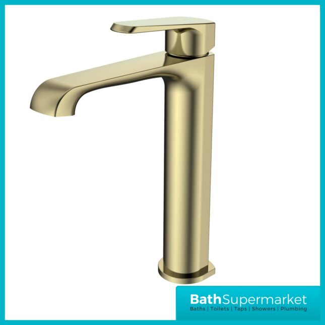 Sognare Montana Brushed Brass Deck Mounted Tall Mono Basin Mixer Tap