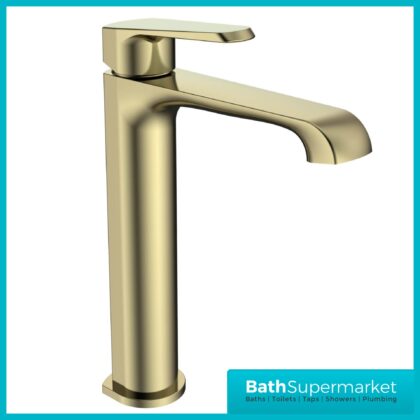 Sognare Montana Brushed Brass Deck Mounted Tall Mono Basin Mixer Tap