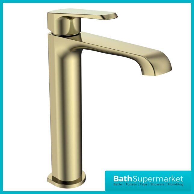 Sognare Montana Brushed Brass Deck Mounted Tall Mono Basin Mixer Tap
