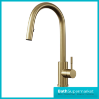 Tempo Velia Brushed Brass Concealed Pull Out Hose Kitchen Sink Mixer Tap