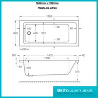 K-Vit Spirit Single Ended Square Bath Premium Acrylic Bath 1500, 1600 & 1700mm Sizes