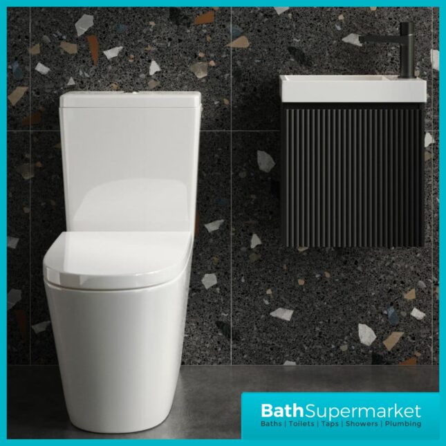 Scudo Linea Rimless Close-Coupled Back To Wall Toilet With Soft-Close Seat