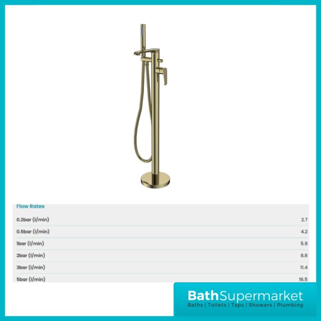 Sognare Montana Brushed Brass Tall Mono Freestanding Bath Shower Mixer Tap