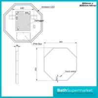 Sognare Passa Octagonal Matt Black LED Demister Mirror 600mm x 600mm